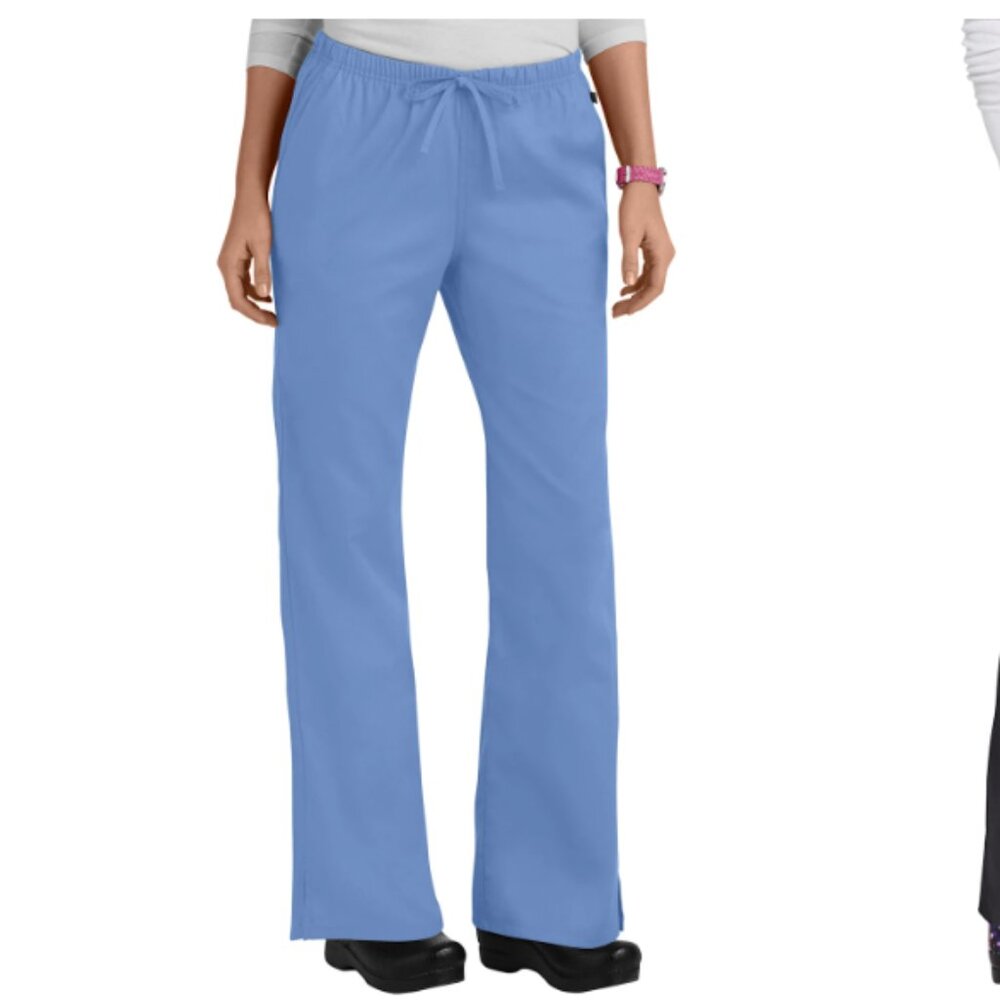 Women's NWT Cherokee Workwear Uniform Ceil Blue Drawl String Flare Leg Scrub
